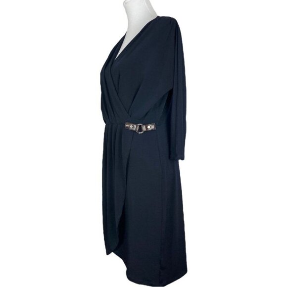 Michael Kors Women’s Black Contemporary Stretchy V-Neck Wrap Career Dress M/C42 - Picture 4 of 9